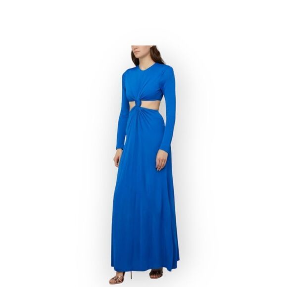 Farm Rio Blue Knotted Cut Out Maxi Dress Boho Tropical Vacation Resort Wear - Picture 1 of 17